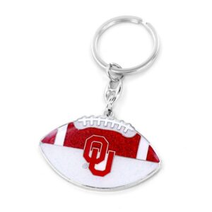 Oklahoma Sooners Keychain Football Glitter