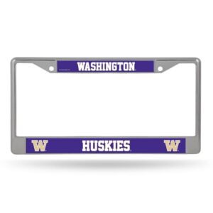 Washington Huskies License Plate Frame Chrome Printed Insert