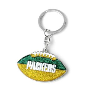 Green Bay Packers Keychain Football Glitter