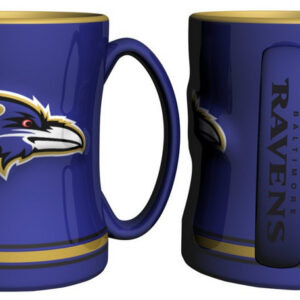 Baltimore Ravens Coffee Mug 14oz Sculpted Relief Team Color