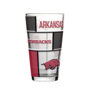Arkansas Razorbacks Pint Glass 16oz Quilted Stained Boxed