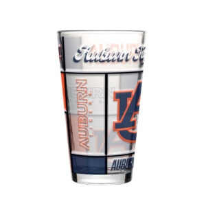 Auburn Tigers Pint Glass 16oz Quilted Stained Boxed