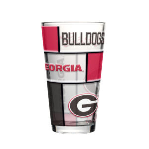 Georgia Bulldogs Pint Glass 16oz Quilted Stained Boxed