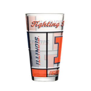 Illinois Fighting Illini Pint Glass 16oz Quilted Stained Boxed