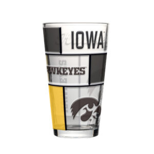 Iowa Hawkeyes Pint Glass 16oz Quilted Stained Boxed