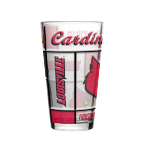 Louisville Cardinals Pint Glass 16oz Quilted Stained Boxed