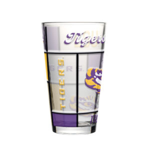 LSU Tigers Pint Glass 16oz Quilted Stained Boxed