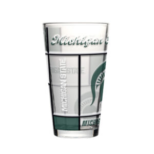 Michigan State Spartans Pint Glass 16oz Quilted Stained Boxed