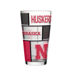 Nebraska Cornhuskers Pint Glass 16oz Quilted Stained Boxed