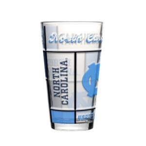 North Carolina Tar Heels Pint Glass 16oz Quilted Stained Boxed