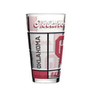 Oklahoma Sooners Pint Glass 16oz Quilted Stained Boxed