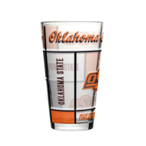 Oklahoma State Cowboys Pint Glass 16oz Quilted Stained Boxed