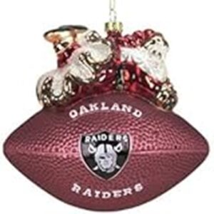 Oakland Raiders Ornament 5 1/2 Inch Peggy Abrams Glass Football
