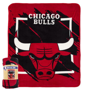 Chicago Bulls Blanket 46x60 Micro Raschel Dimensional Design Rolled