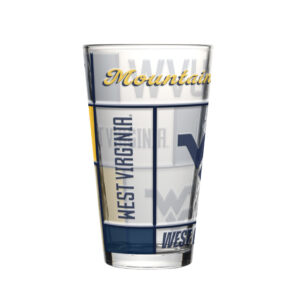West Virginia Mountaineers Pint Glass 16oz Quilted Stained Boxed