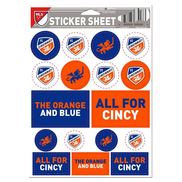 FC Cincinnati Decal Sheet 5x7 Vinyl