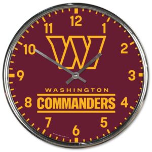 Washington Commanders Clock Round Wall Style Chrome