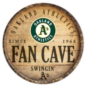 Oakland Athletics Sign Wood 14 Inch Round Barrel Top Design