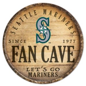 Seattle Mariners Sign Wood 14 Inch Round Barrel Top Design