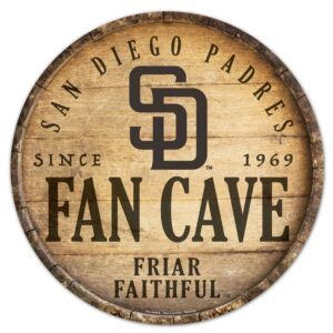 San Diego Padres Sign Wood 14 Inch Round Barrel Top Design