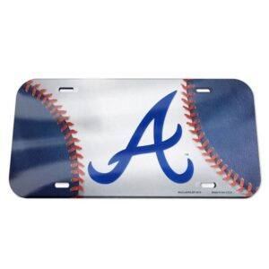 Atlanta Braves License Plate Crystal Mirror Baseball Design