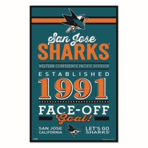 San Jose Sharks Sign 11x17 Wood Established Design