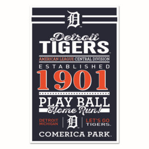 Detroit Tigers Sign 11x17 Wood Established Design