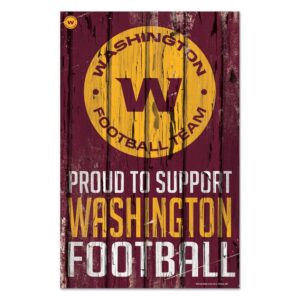 Washington Football Team Sign 11x17 Wood Proud to Support Design