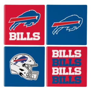 Buffalo Bills Coaster Set 4 Piece with Wood Caddy