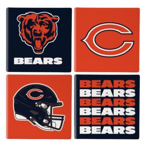 Chicago Bears Coaster Set 4 Piece with Wood Caddy