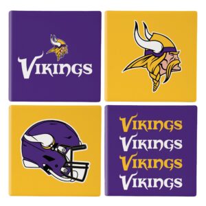 Minnesota Vikings Coaster Set 4 Piece with Wood Caddy