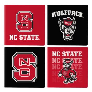North Carolina State Wolfpack Coaster Set 4 Piece with Wood Caddy