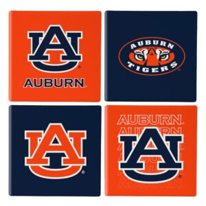 Auburn Tigers Coaster Set 4 Piece with Wood Caddy