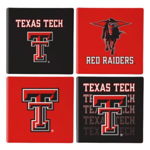 Texas Tech Red Raiders Coaster Set 4 Piece with Wood Caddy
