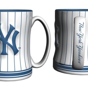 New York Yankees Coffee Mug 14oz Sculpted Relief Pinstripes Team Color