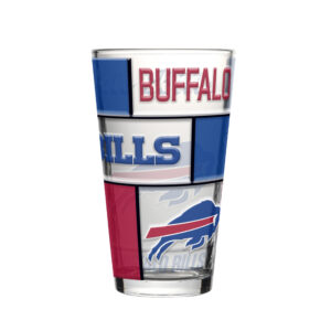 Buffalo Bills Pint Glass 16oz Quilted Stained Boxed