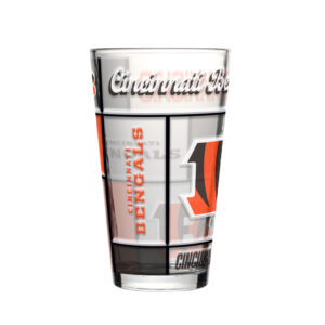 Cincinnati Bengals Pint Glass 16oz Quilted Stained Boxed