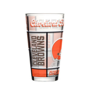 Cleveland Browns Pint Glass 16oz Quilted Stained Boxed
