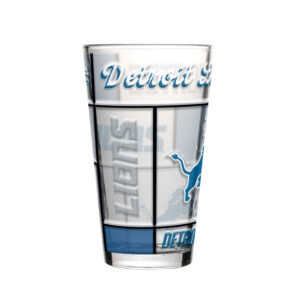 Detroit Lions Pint Glass 16oz Quilted Stained Boxed