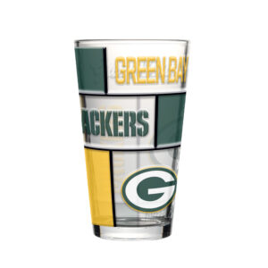 Green Bay Packers Pint Glass 16oz Quilted Stained Boxed