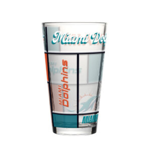 Miami Dolphins Pint Glass 16oz Quilted Stained Boxed