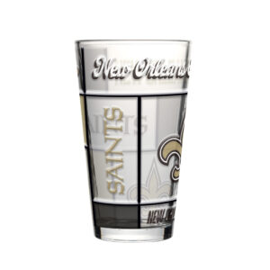 New Orleans Saints Pint Glass 16oz Quilted Stained Boxed