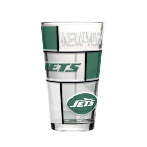 New York Jets Pint Glass 16oz Quilted Stained Boxed