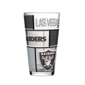 Las Vegas Raiders Pint Glass 16oz Quilted Stained Boxed