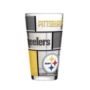 Pittsburgh Steelers Pint Glass 16oz Quilted Stained Boxed