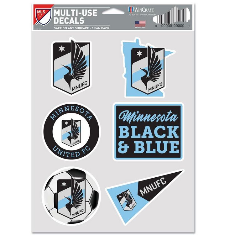 Minnesota United FC Decal Multi Use Fan 6 Pack