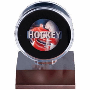 Wood Hockey Puck Holder - Dark Wood