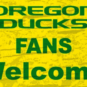 Oregon Ducks Sign Wood 12x6 Fans Welcome