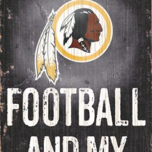Washington Redskins Wood Sign - Football and Dog 6"x12"