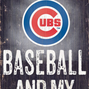 Chicago Cubs Sign Wood 6x12 Baseball and Dog Design